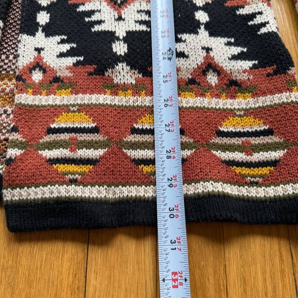 Lucky Brand Size L Multicolor Aztec Inspired Open Front Knit Cardigan Sweater - Picture 13 of 16